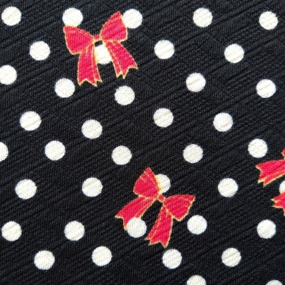 Lularoe Cassie Pencil Skirt Black Polka Dot Bow Knee Length Pull On Whimsical - Picture 6 of 9